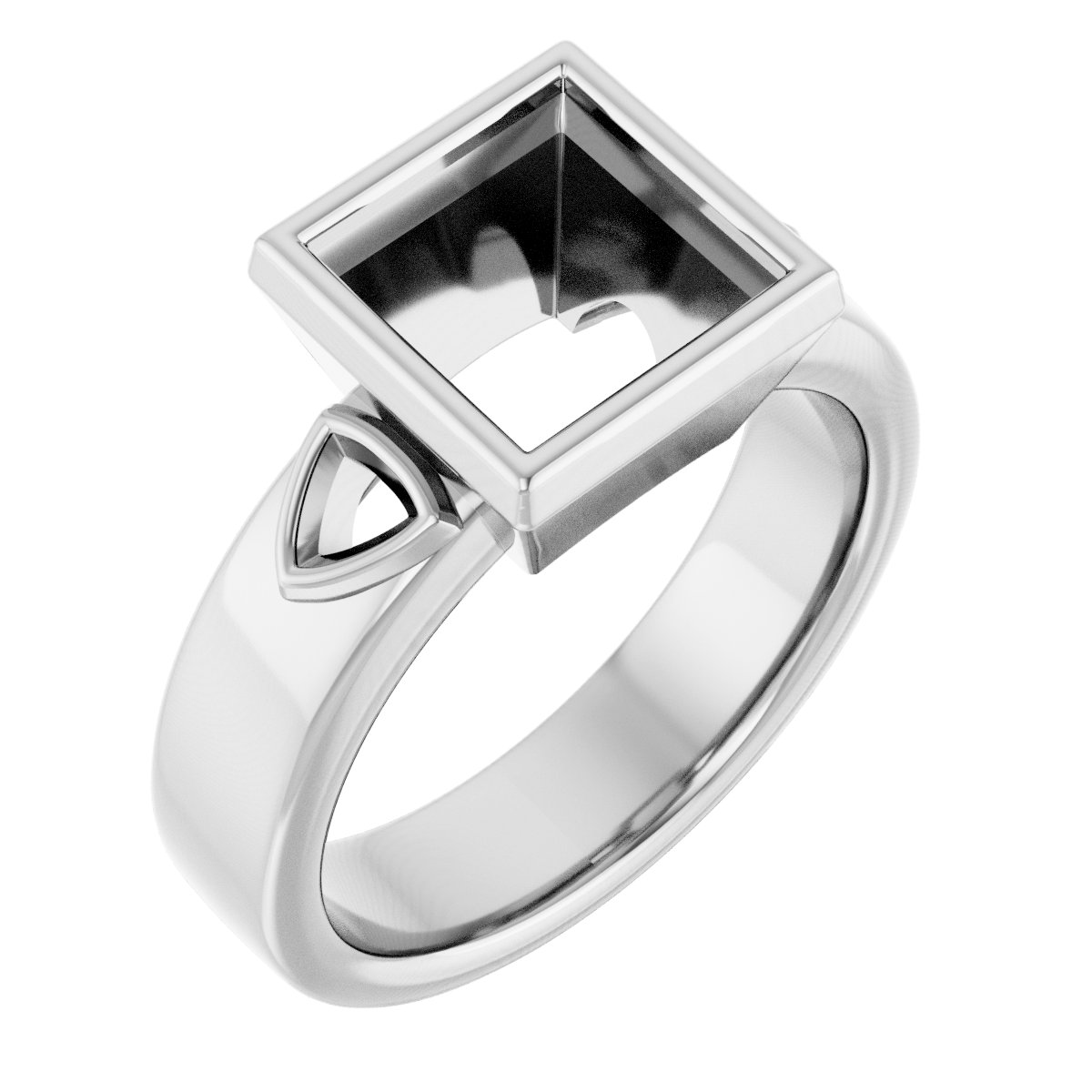 Bezel-Set Three-Stone Engagement Ring