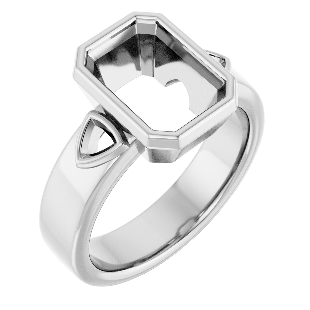 Bezel-Set Three-Stone Engagement Ring