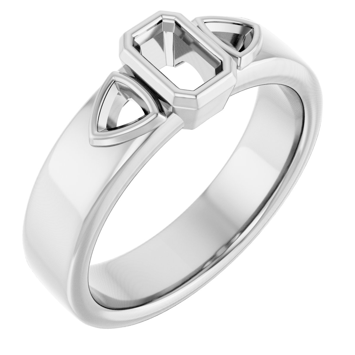 Bezel-Set Three-Stone Engagement Ring