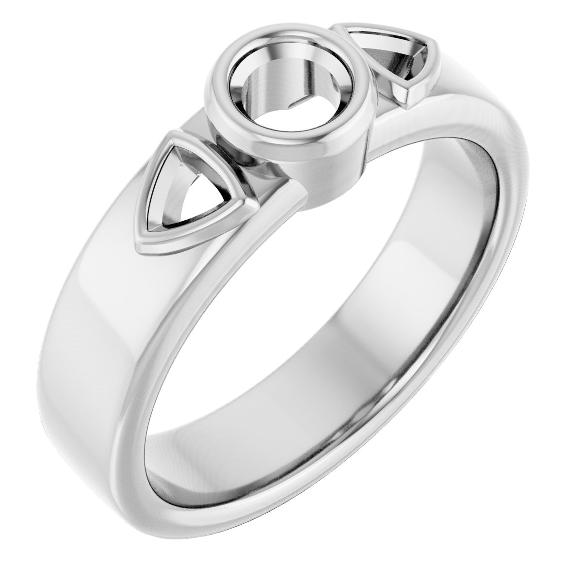 Bezel-Set Three-Stone Engagement Ring