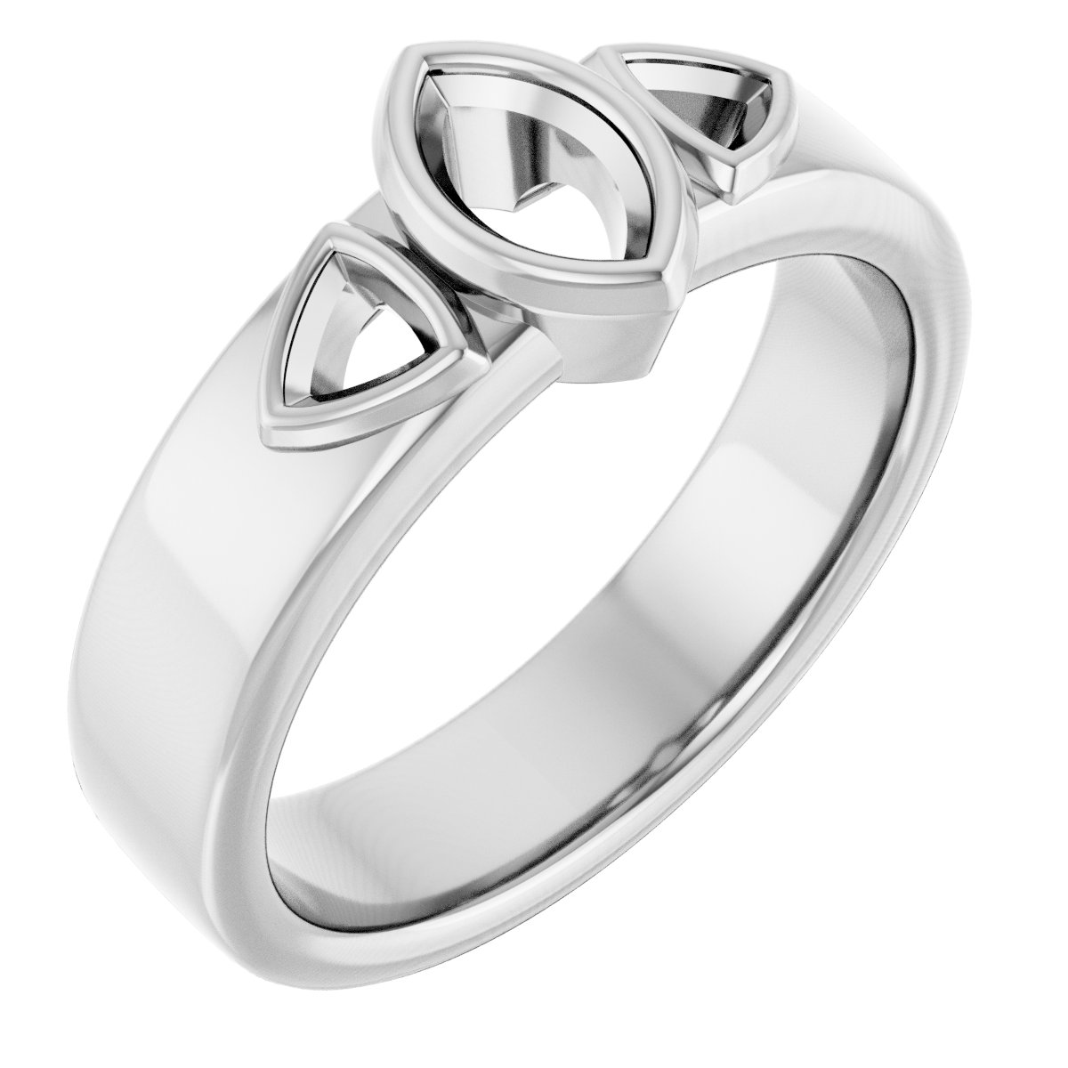 Bezel-Set Three-Stone Engagement Ring