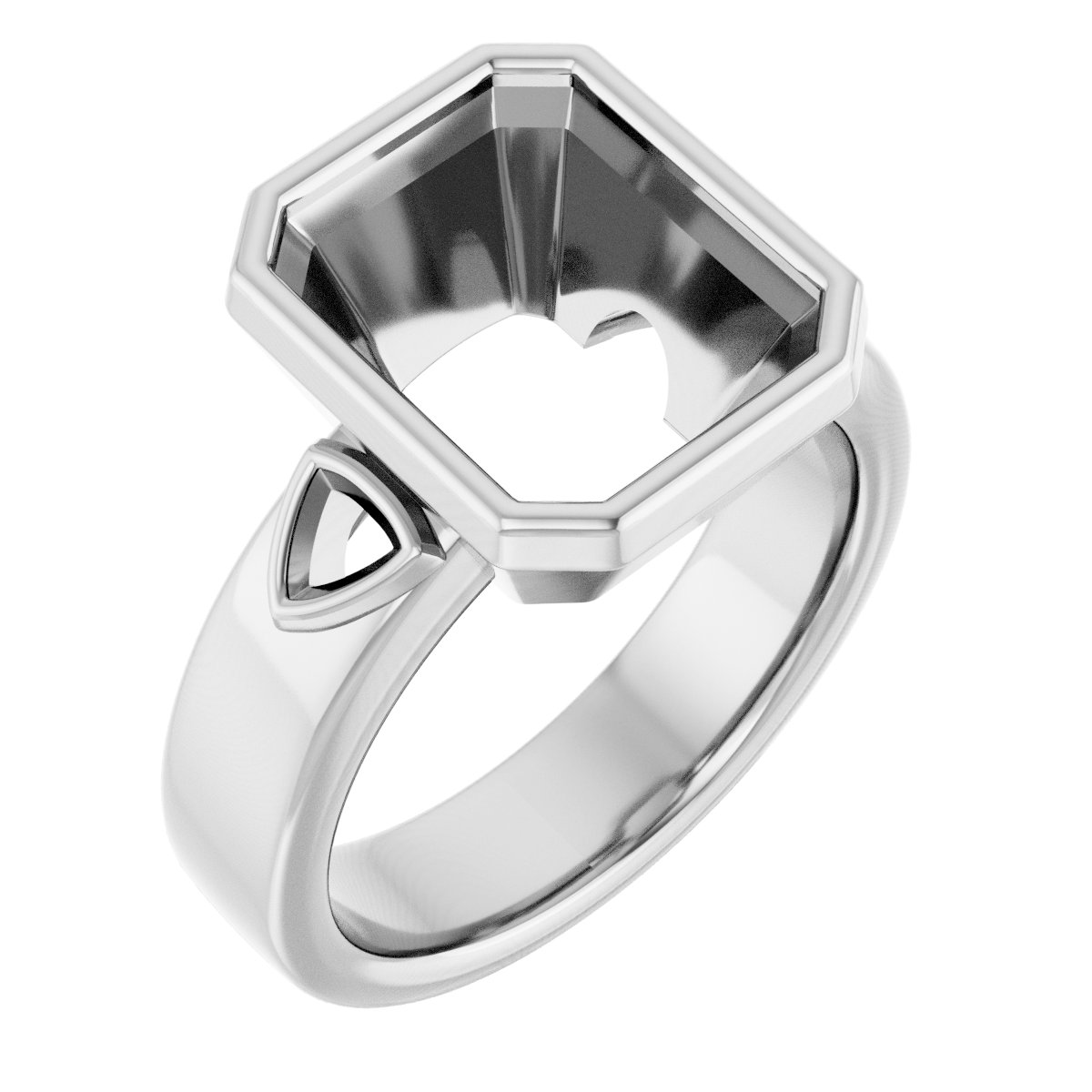 Bezel-Set Three-Stone Engagement Ring