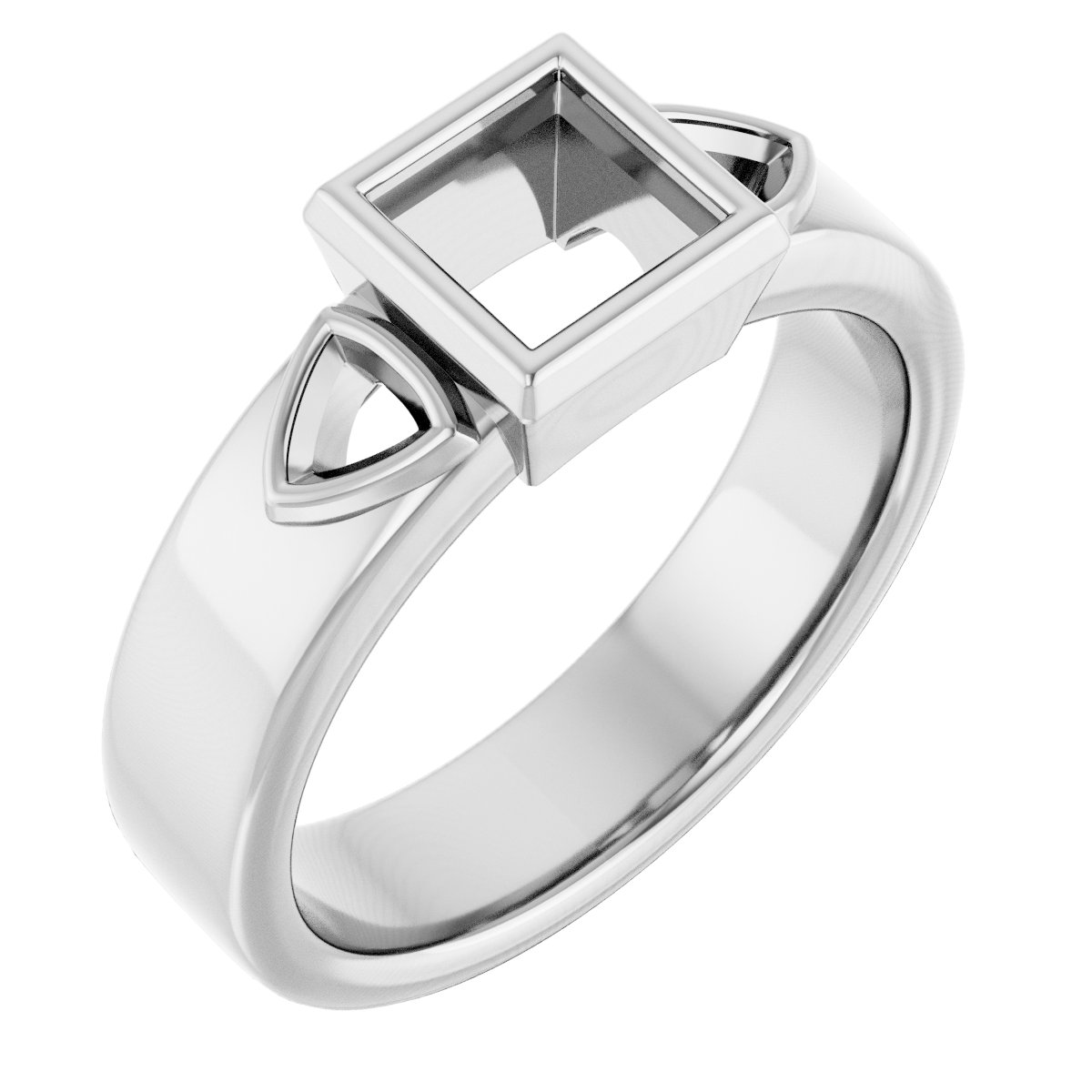 Bezel-Set Three-Stone Engagement Ring