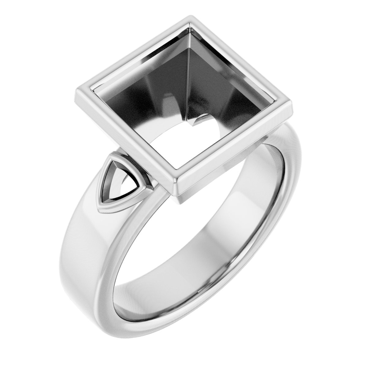 Bezel-Set Three-Stone Engagement Ring