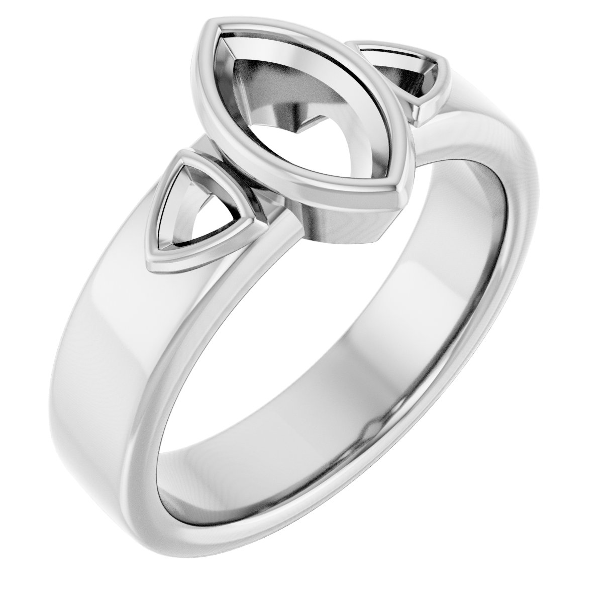 Bezel-Set Three-Stone Engagement Ring