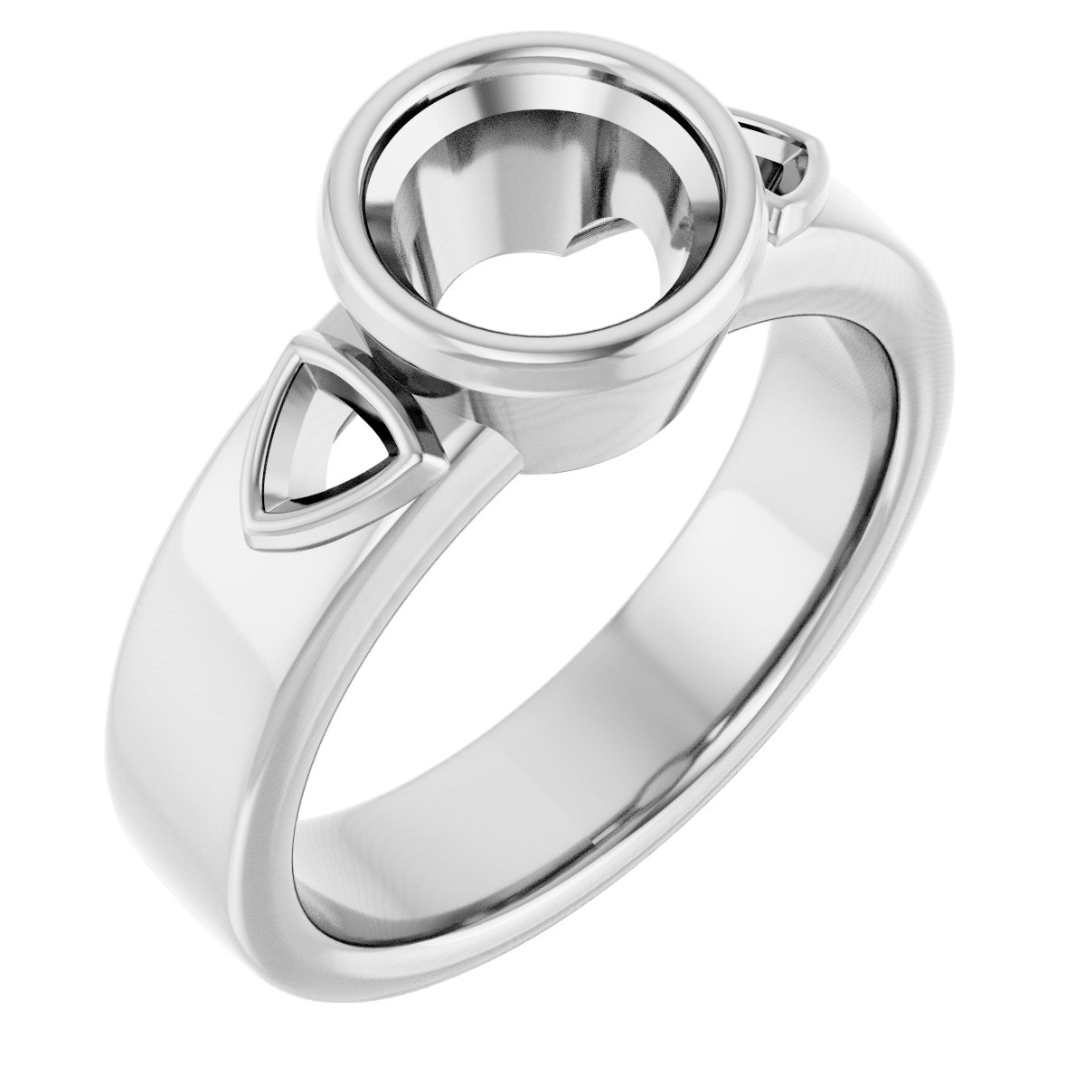 Bezel-Set Three-Stone Engagement Ring
