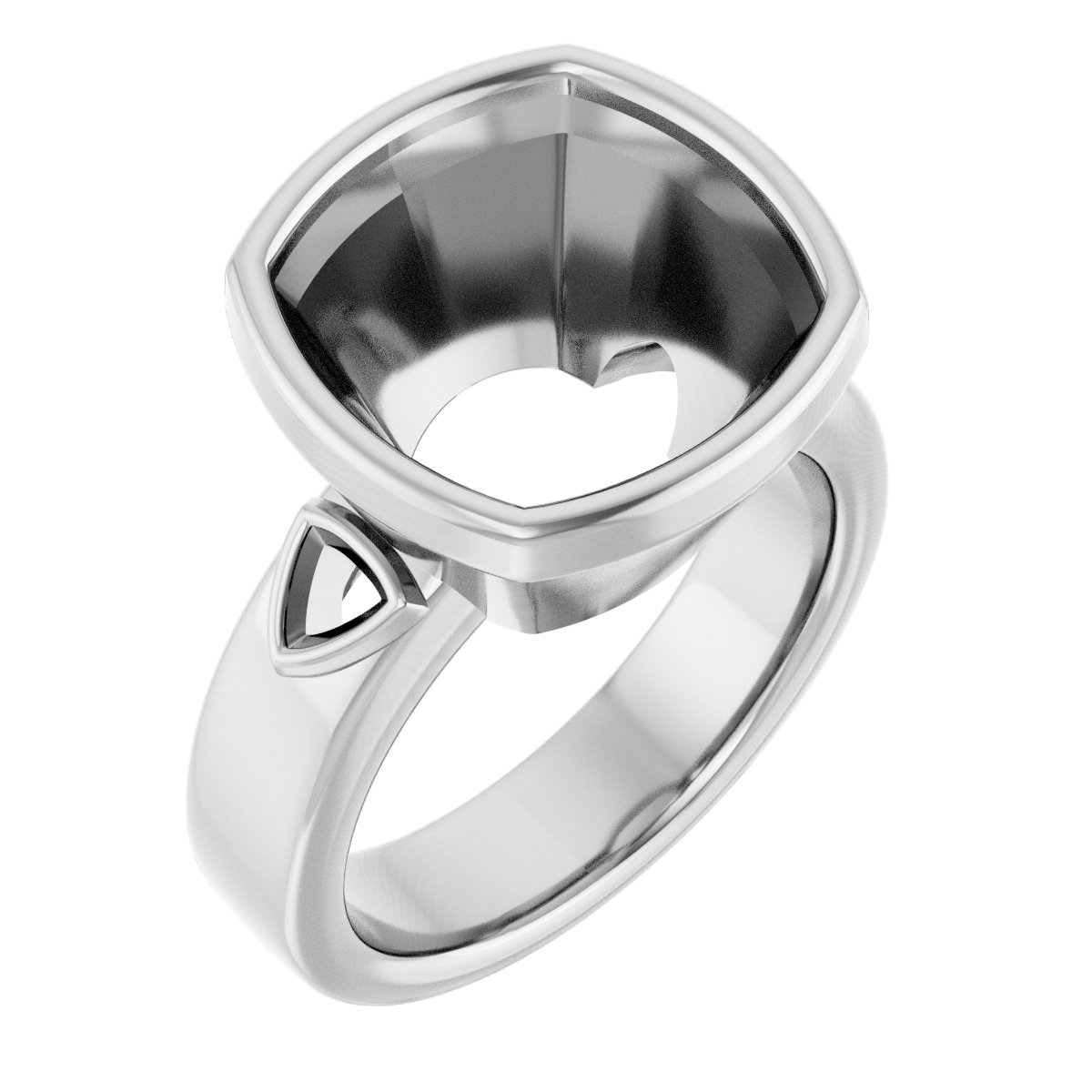 Bezel-Set Three-Stone Engagement Ring