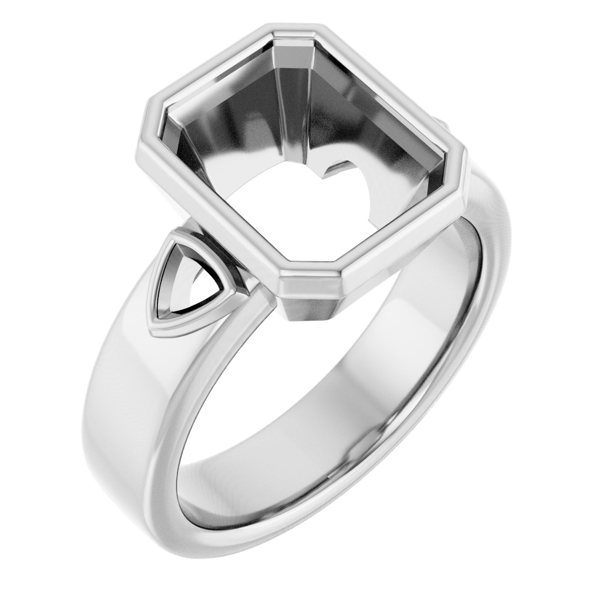 Bezel-Set Three-Stone Engagement Ring