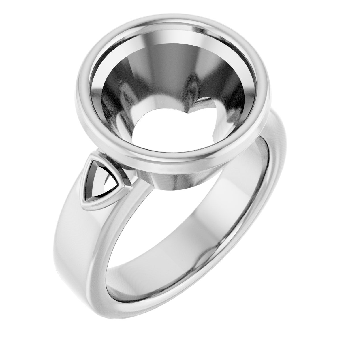 Bezel-Set Three-Stone Engagement Ring