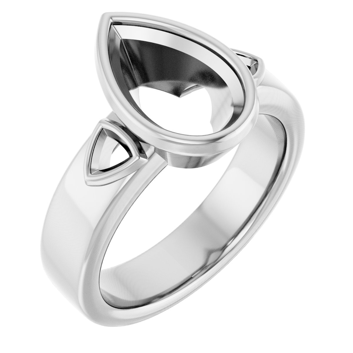 Bezel-Set Three-Stone Engagement Ring
