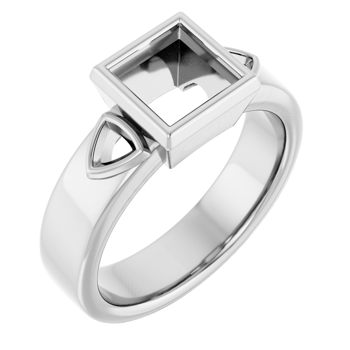 Bezel-Set Three-Stone Engagement Ring