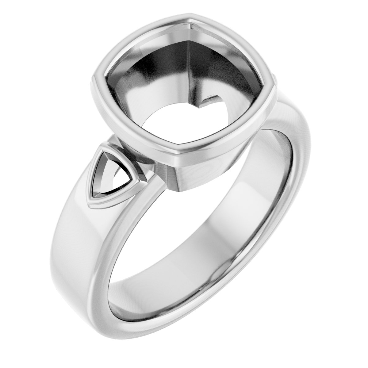 Bezel-Set Three-Stone Engagement Ring