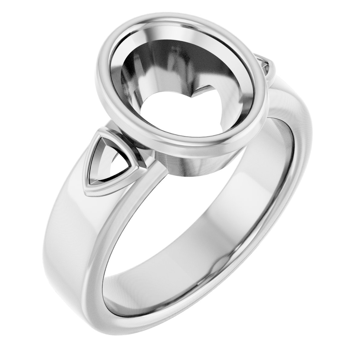 Bezel-Set Three-Stone Engagement Ring