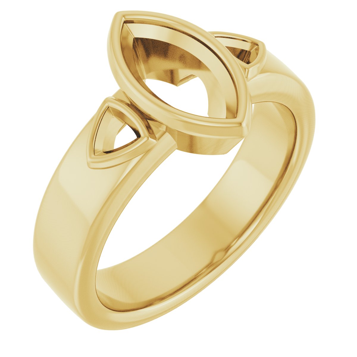 Bezel-Set Three-Stone Engagement Ring