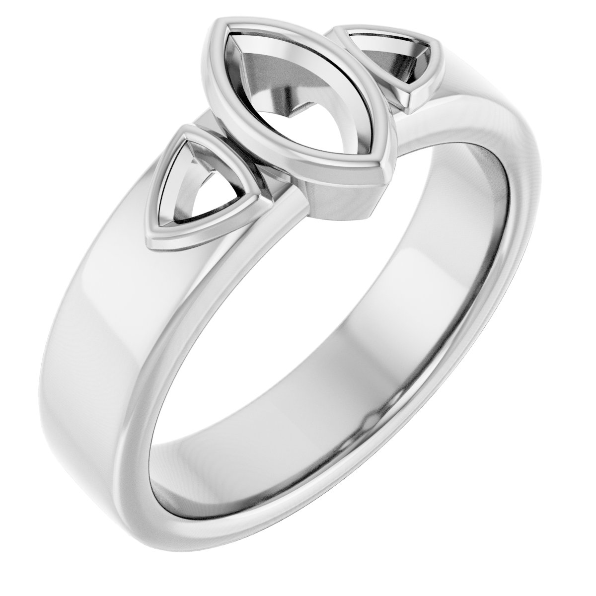 Bezel-Set Three-Stone Engagement Ring