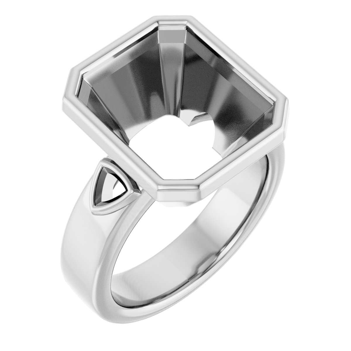Bezel-Set Three-Stone Engagement Ring