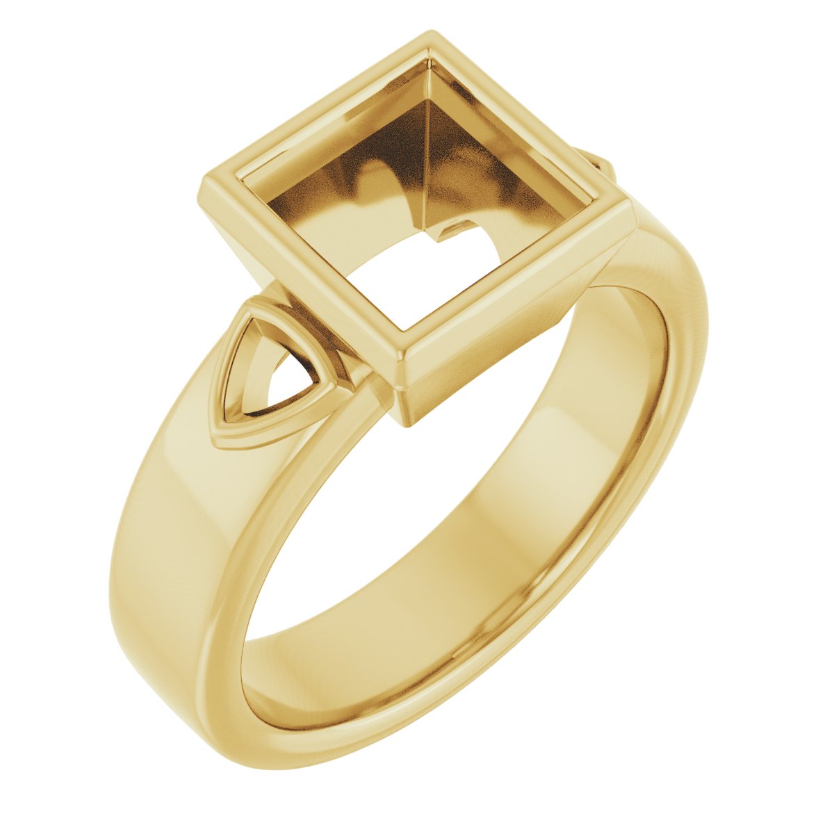 Bezel-Set Three-Stone Engagement Ring