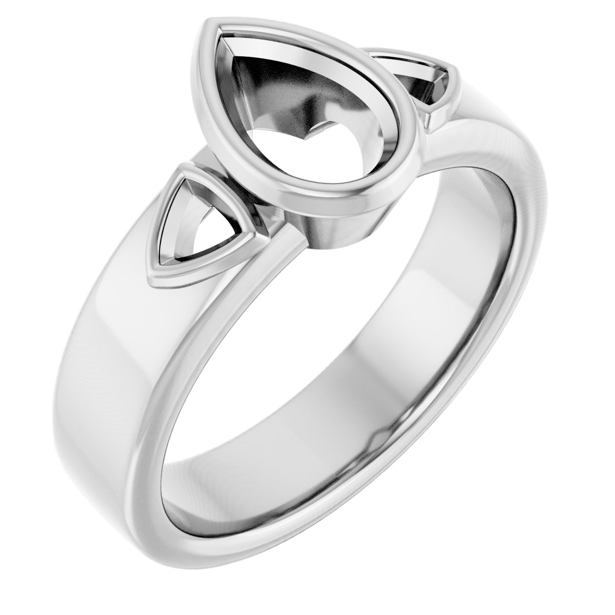 Bezel-Set Three-Stone Engagement Ring
