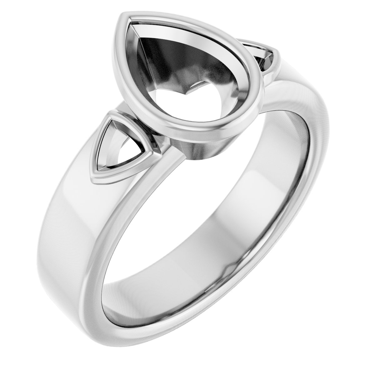 Bezel-Set Three-Stone Engagement Ring