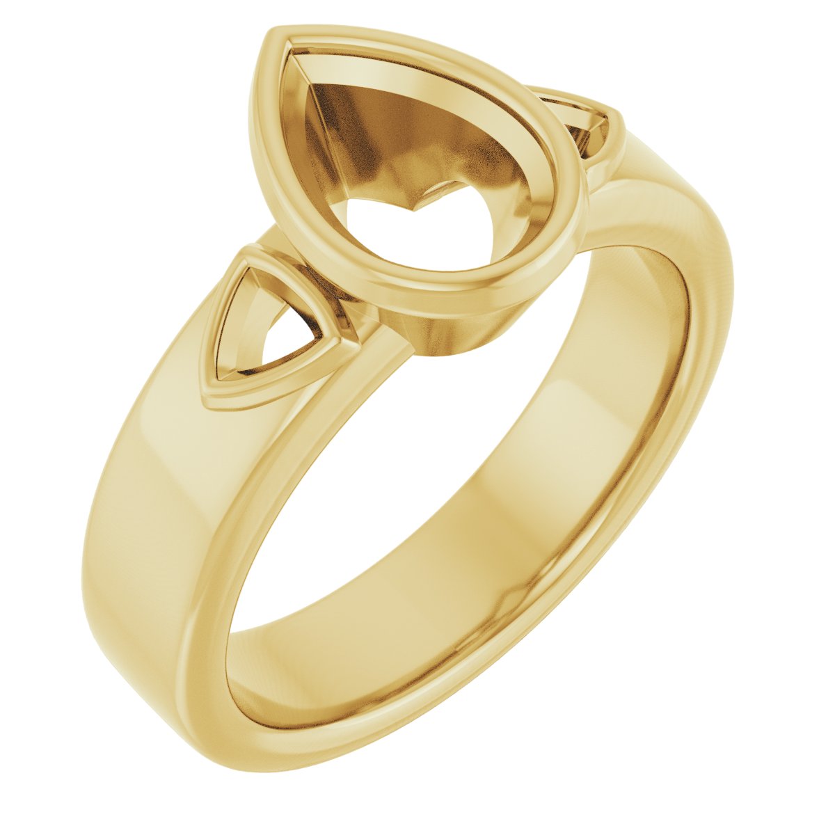 Bezel-Set Three-Stone Engagement Ring