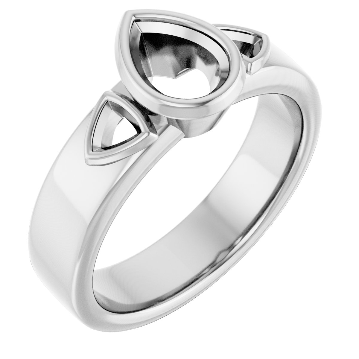 Bezel-Set Three-Stone Engagement Ring