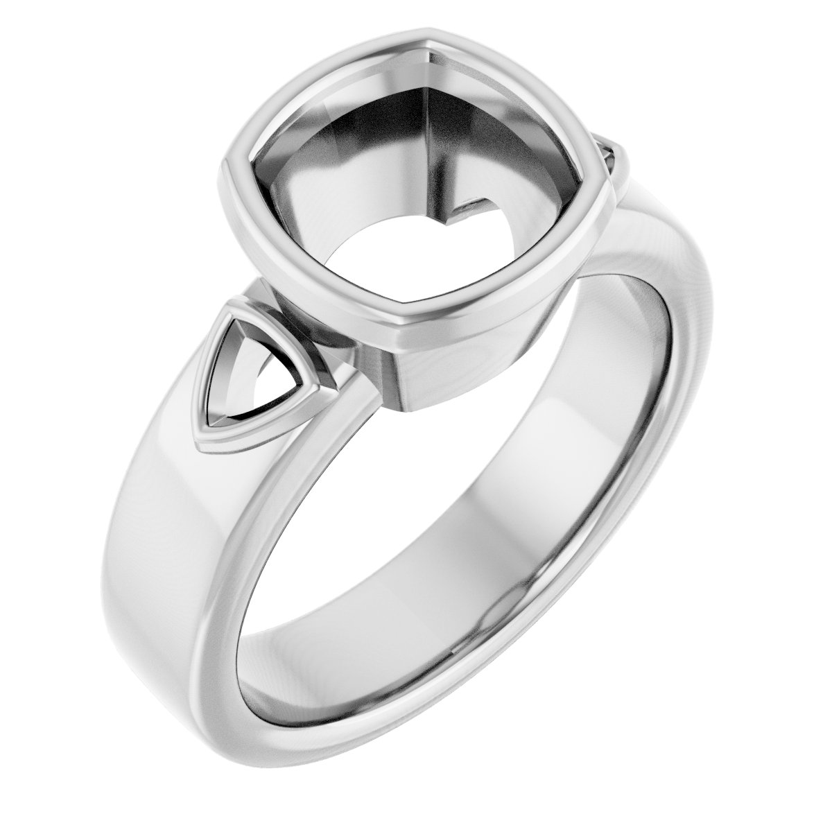 Bezel-Set Three-Stone Engagement Ring