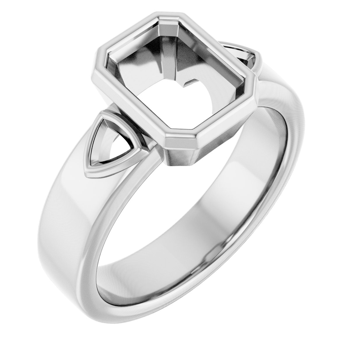 Bezel-Set Three-Stone Engagement Ring