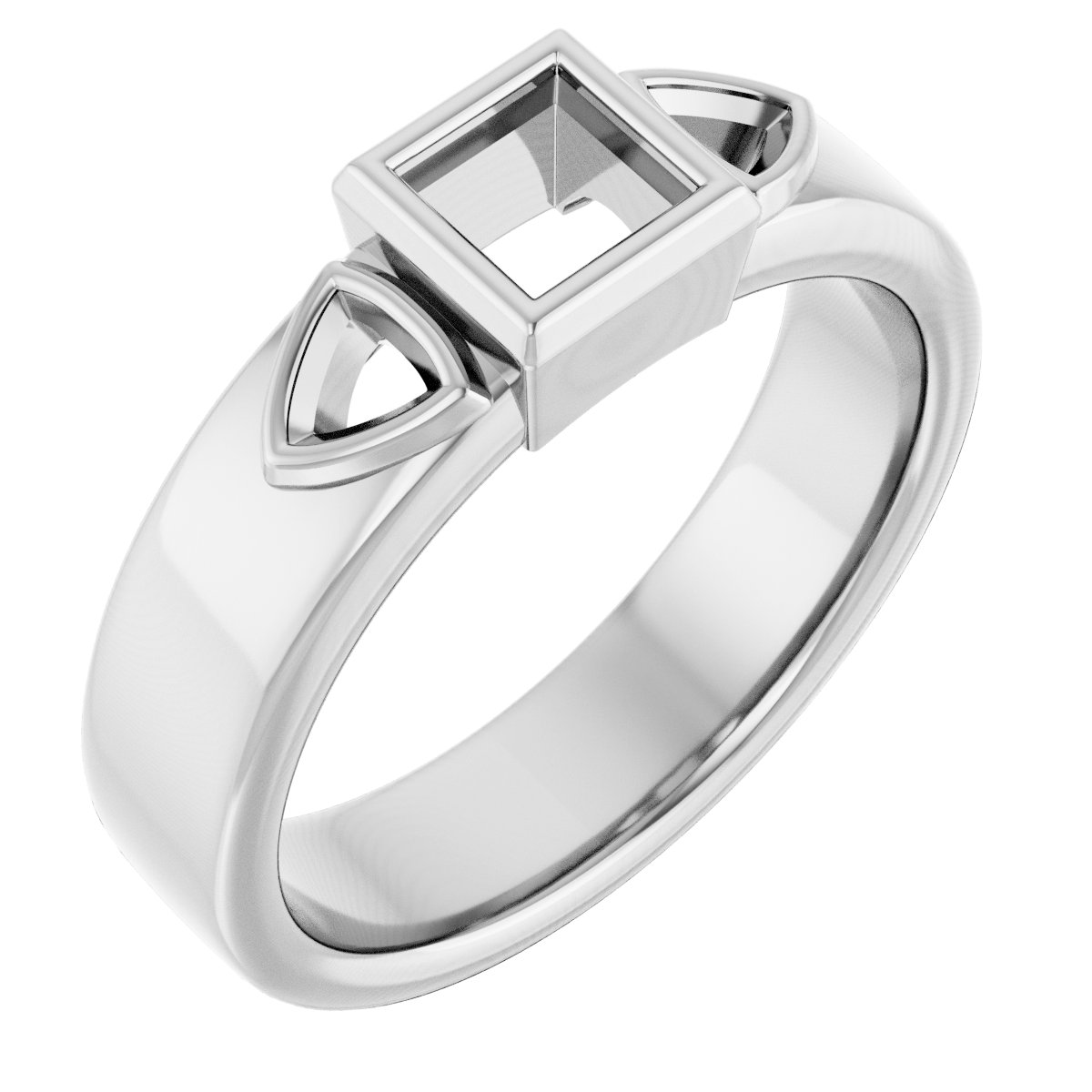 Bezel-Set Three-Stone Engagement Ring