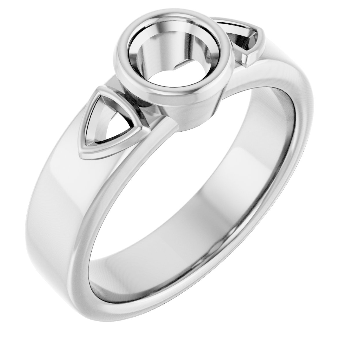 Bezel-Set Three-Stone Engagement Ring