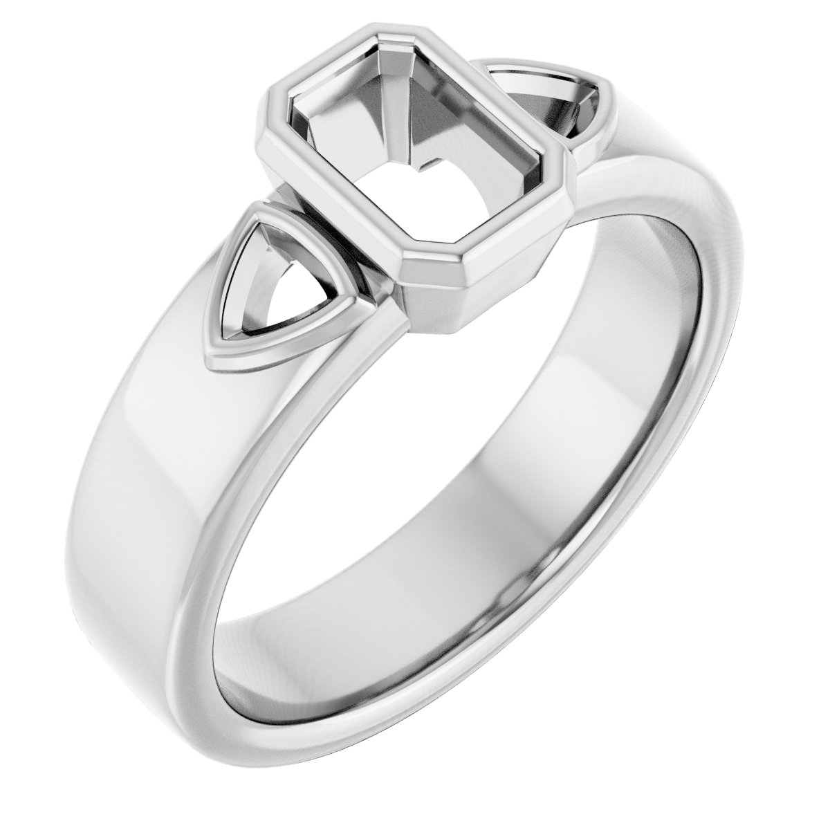 Bezel-Set Three-Stone Engagement Ring