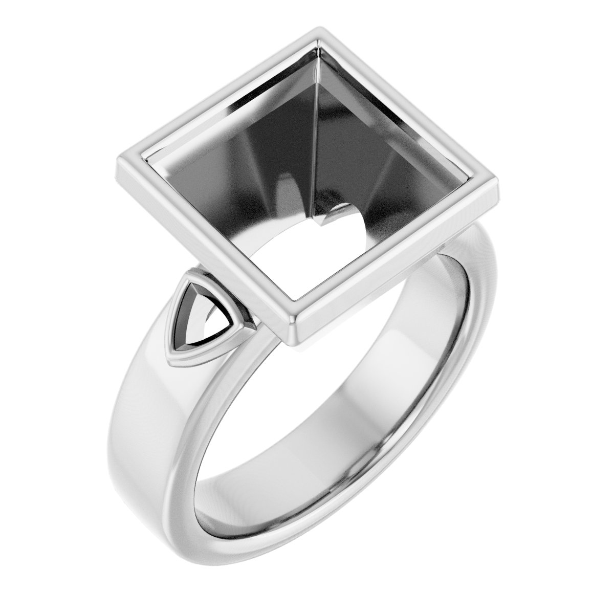 Bezel-Set Three-Stone Engagement Ring