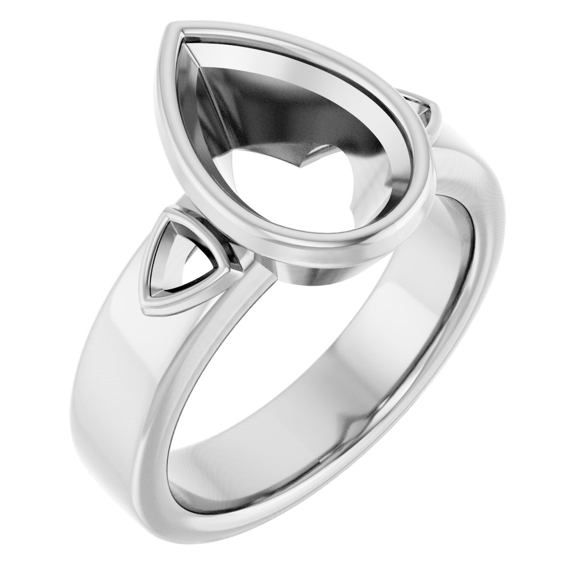 Bezel-Set Three-Stone Engagement Ring