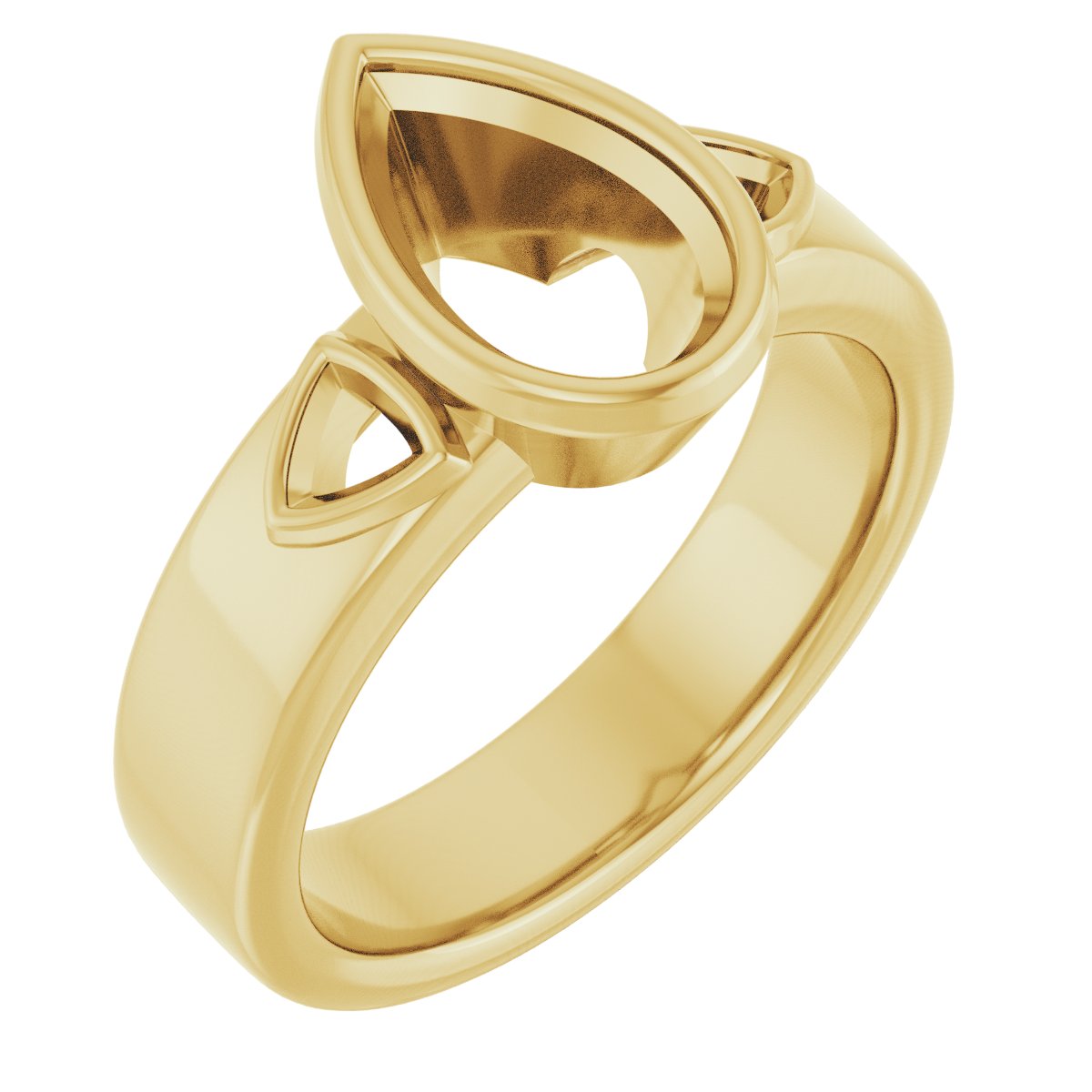 Bezel-Set Three-Stone Engagement Ring