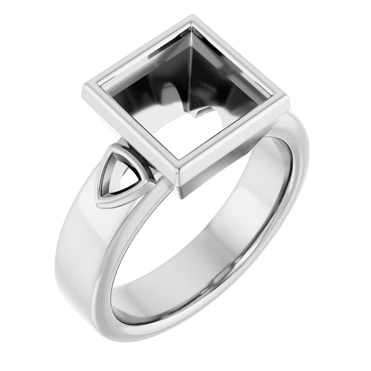 Bezel-Set Three-Stone Engagement Ring
