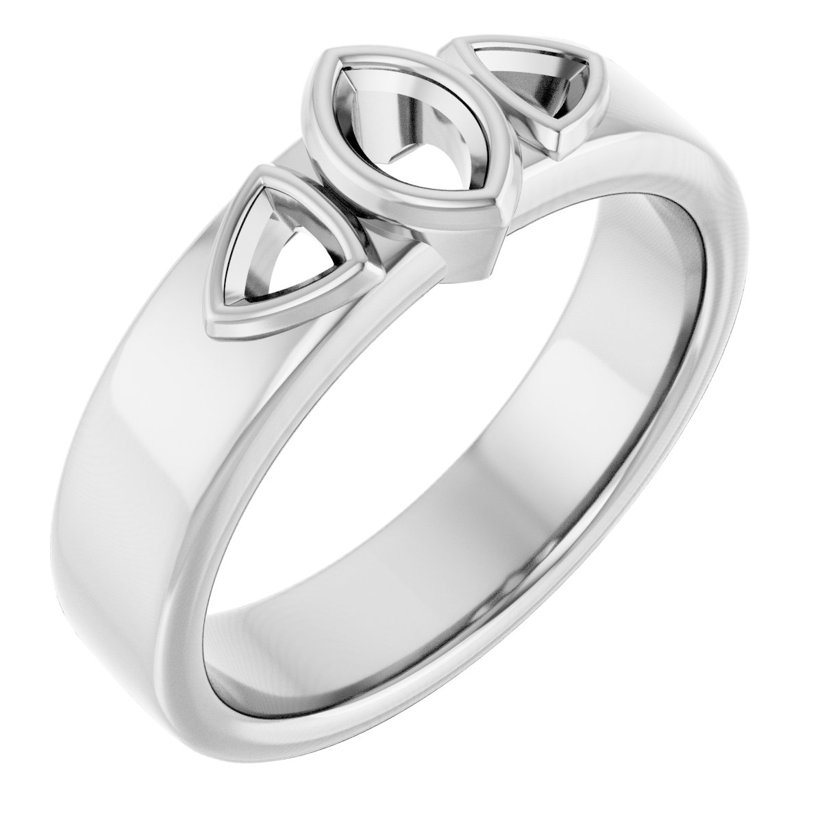 Bezel-Set Three-Stone Engagement Ring