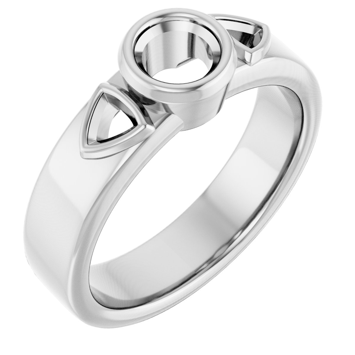 Bezel-Set Three-Stone Engagement Ring