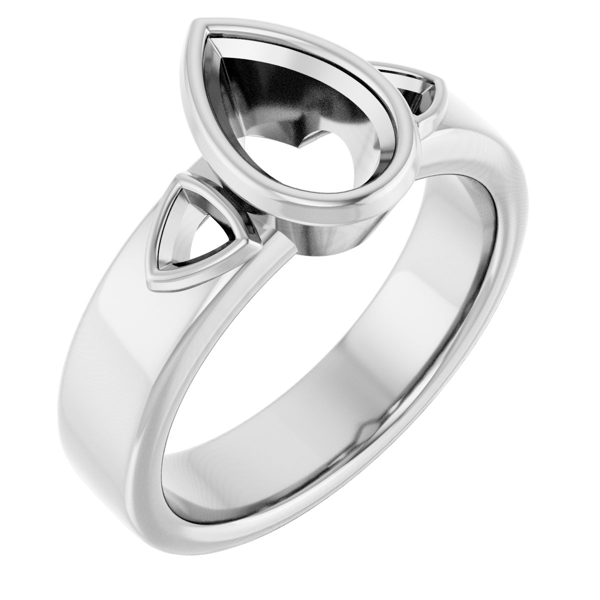 Bezel-Set Three-Stone Engagement Ring