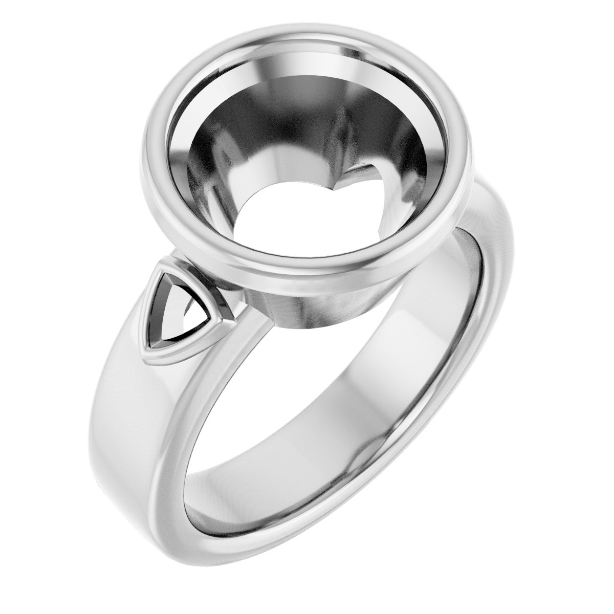 Bezel-Set Three-Stone Engagement Ring
