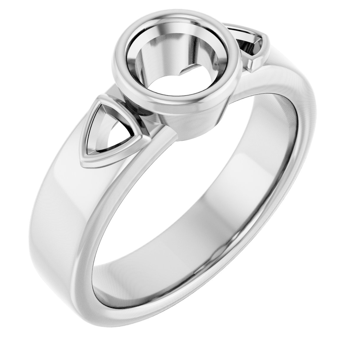 Bezel-Set Three-Stone Engagement Ring