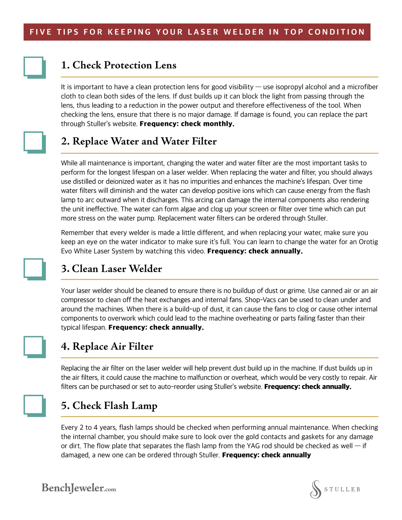 Laser Welder Checklist