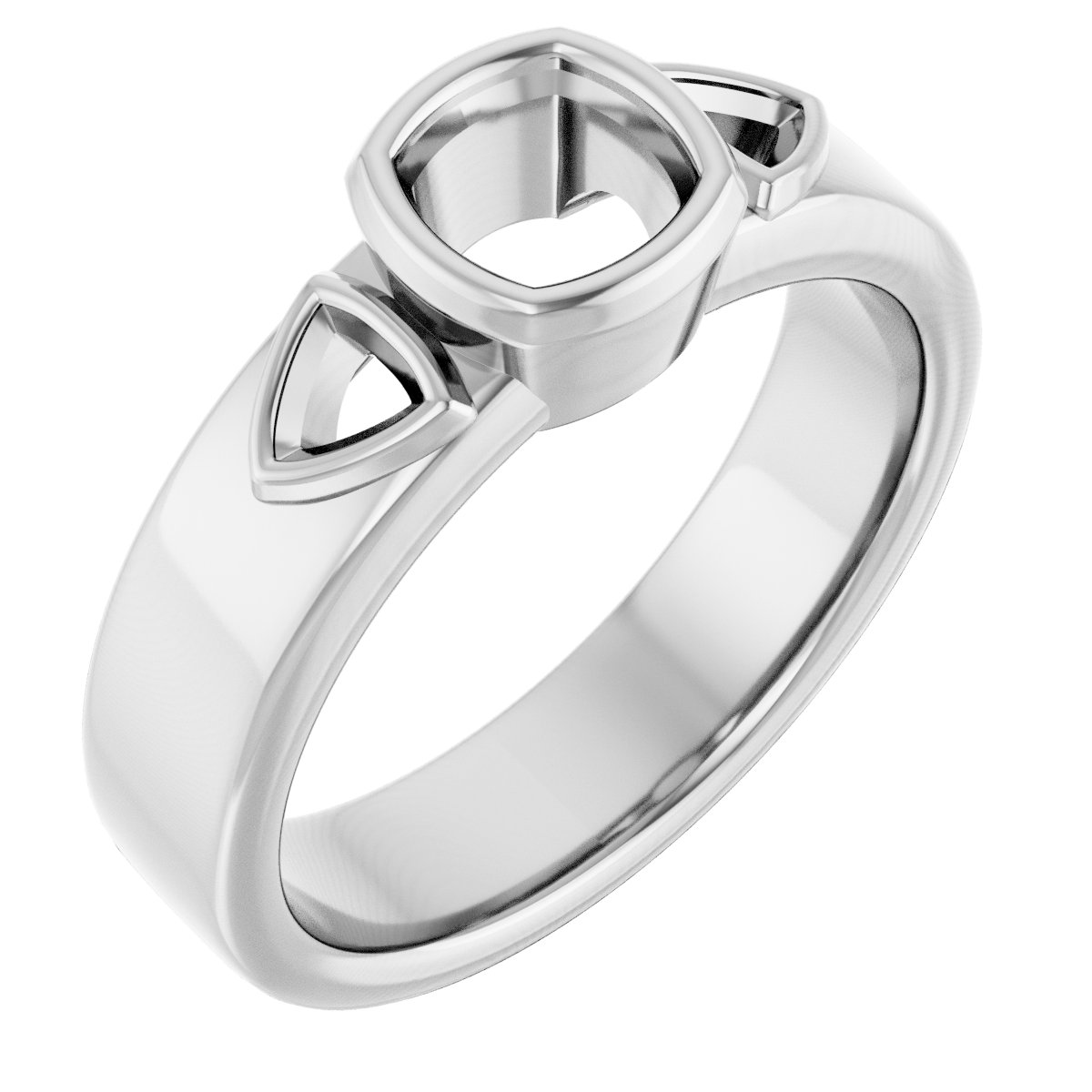 Bezel-Set Three-Stone Engagement Ring