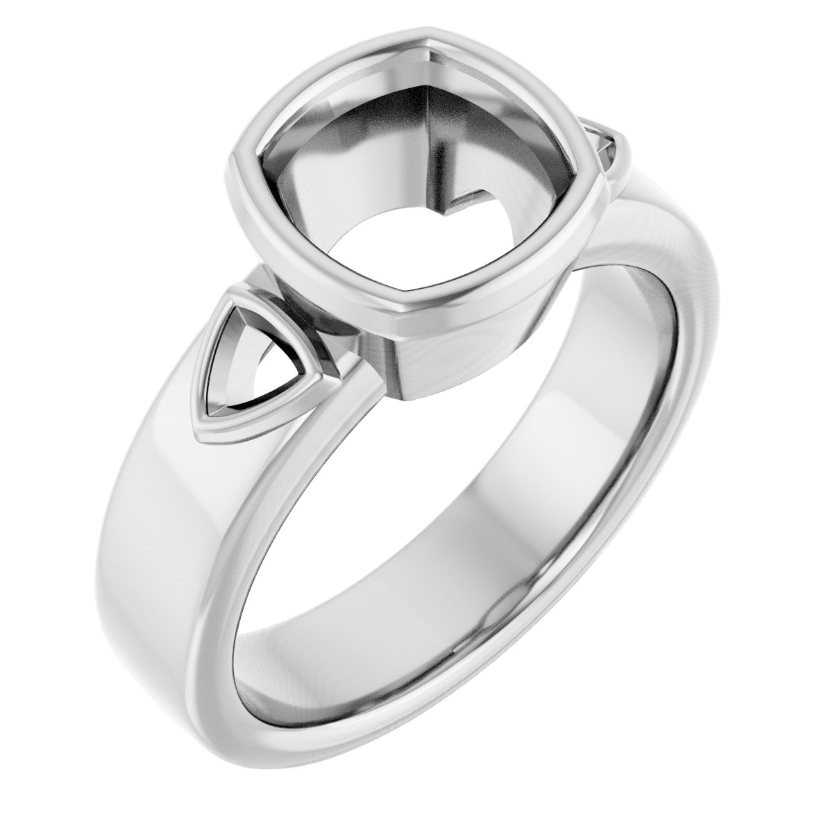 Bezel-Set Three-Stone Engagement Ring