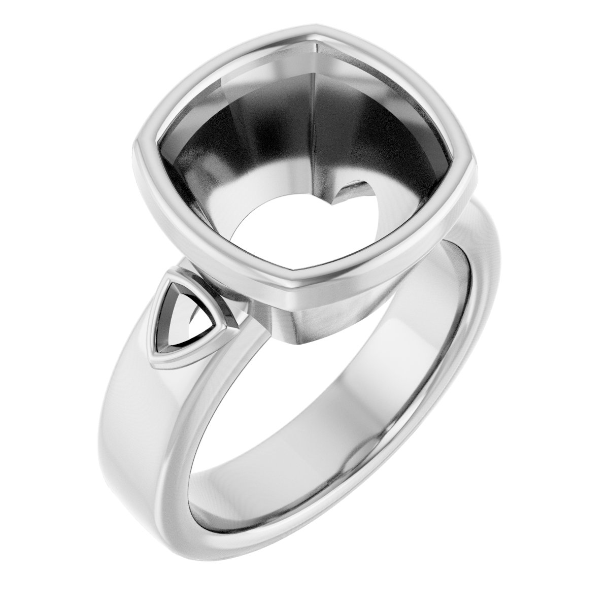 Bezel-Set Three-Stone Engagement Ring