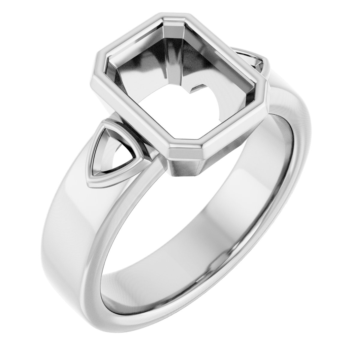 Bezel-Set Three-Stone Engagement Ring