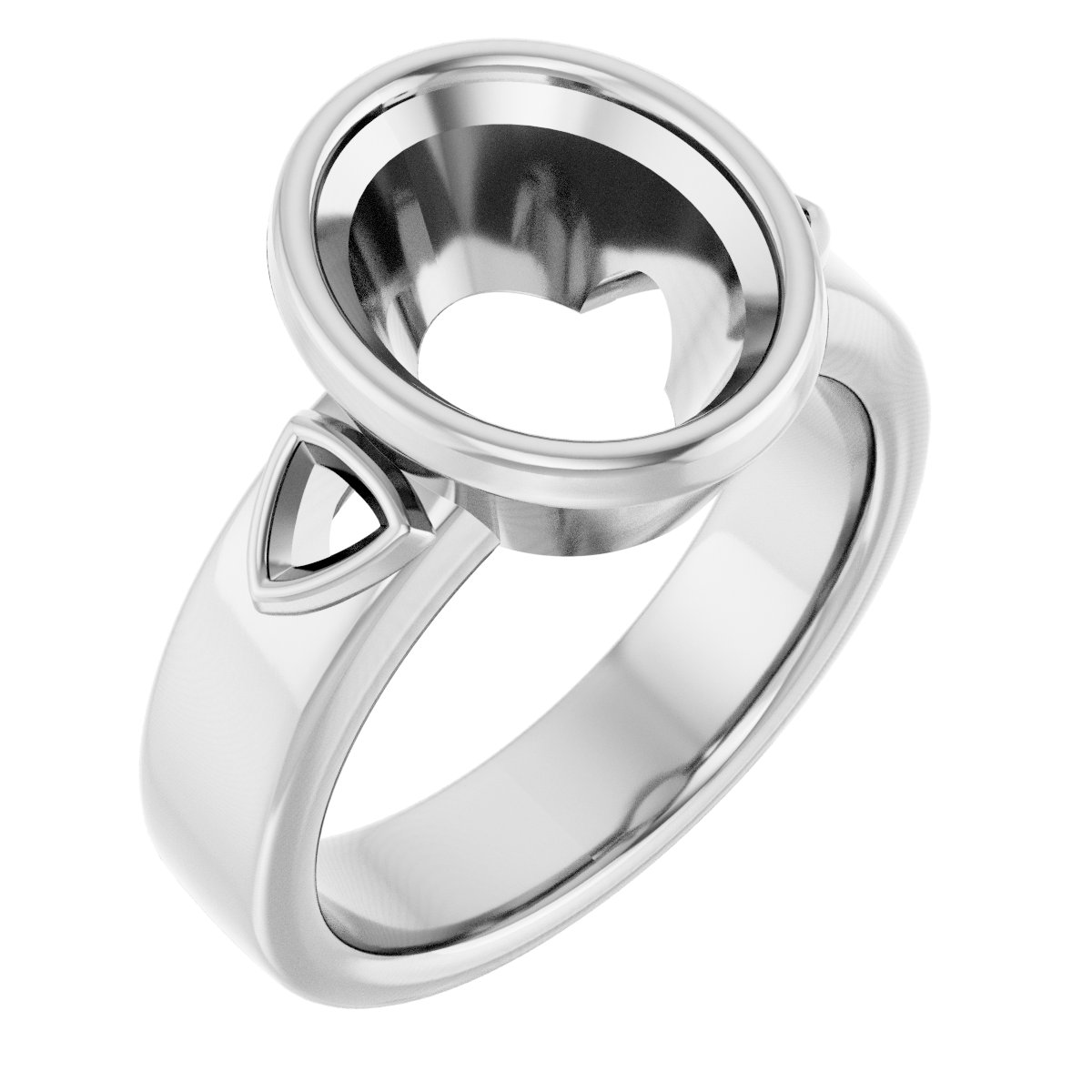 Bezel-Set Three-Stone Engagement Ring