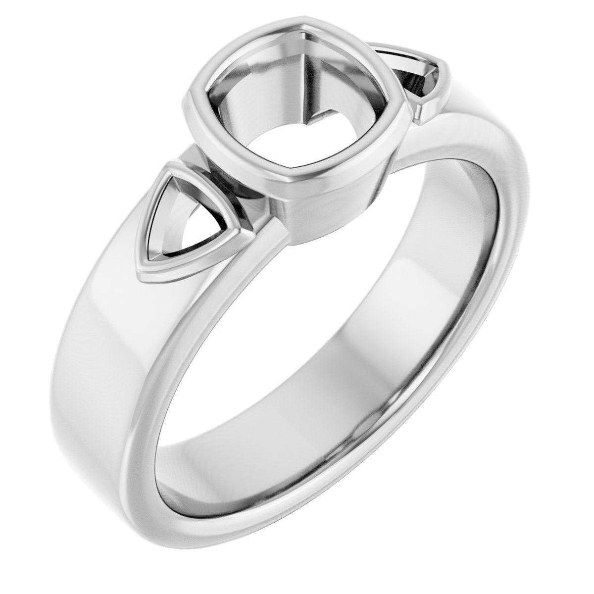 Bezel-Set Three-Stone Engagement Ring