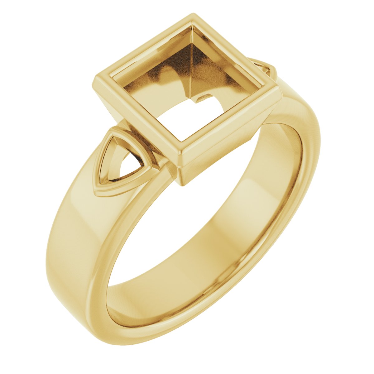 Bezel-Set Three-Stone Engagement Ring