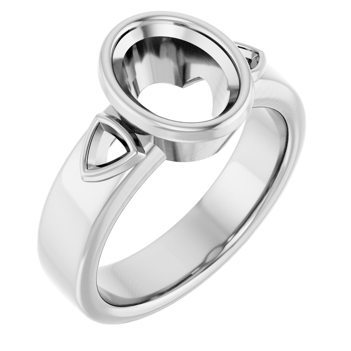 Bezel-Set Three-Stone Engagement Ring