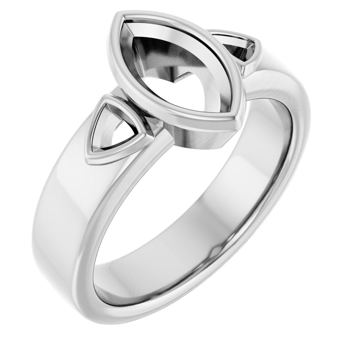Bezel-Set Three-Stone Engagement Ring