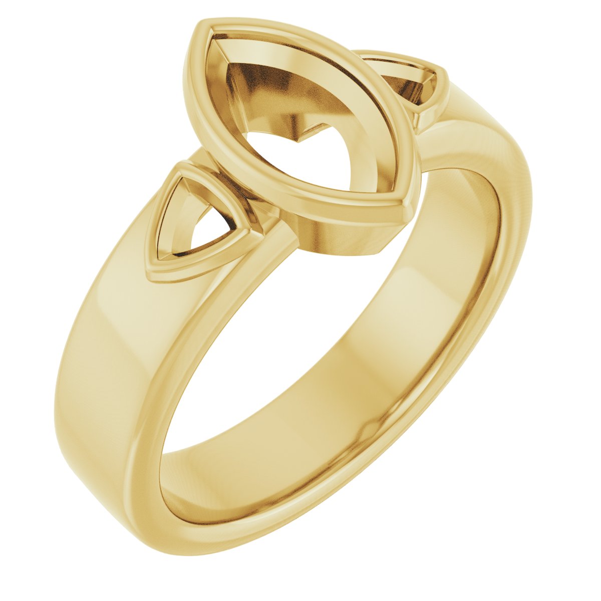Bezel-Set Three-Stone Engagement Ring